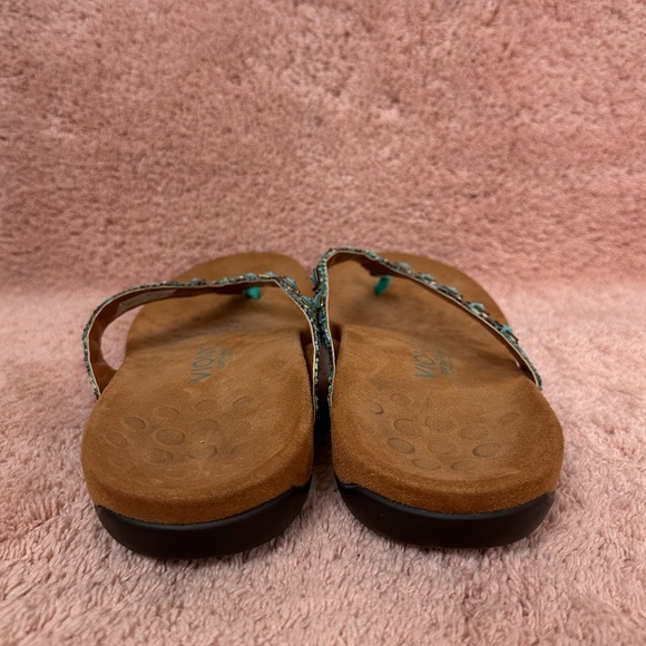 Vionic Floriana Teal Turquoise Snake Beaded Sandals Flip Flops Women’s Size 10 - Picture 7 of 10